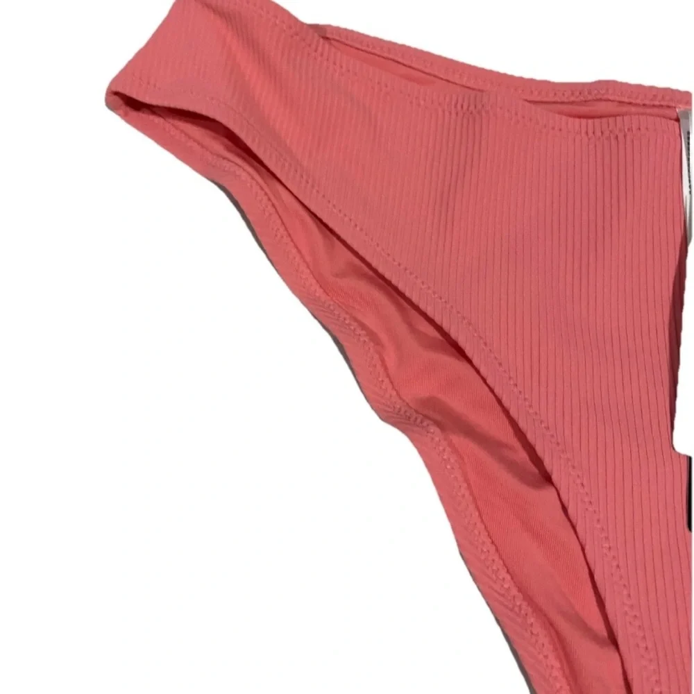 H&M Size 16 Cheeky Coral Peach Ribbed Bikini Bottom Brand New